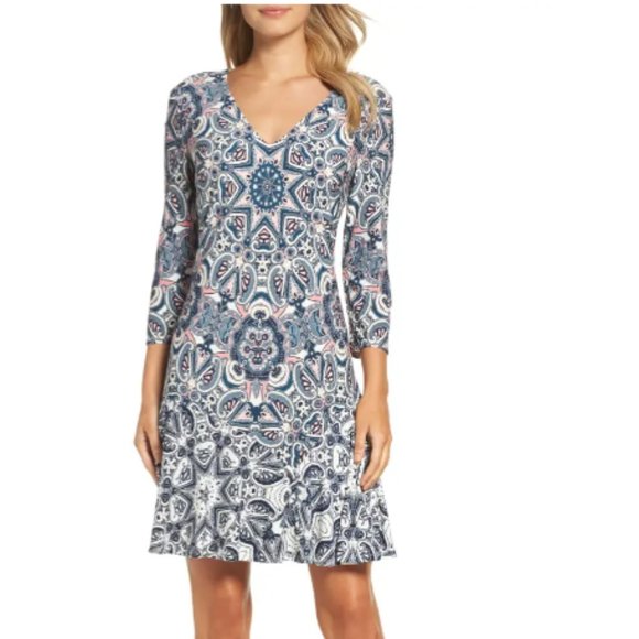 ELIZA J Print Knit A-Lin Minidress size 4